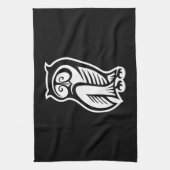 フクロウ記号（白） キッチンタオル (縦)