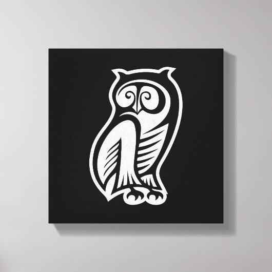 フクロウ記号（白） キャンバスプリント (正面)