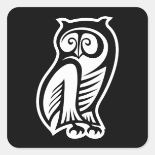 フクロウ記号（白） スクエアシール