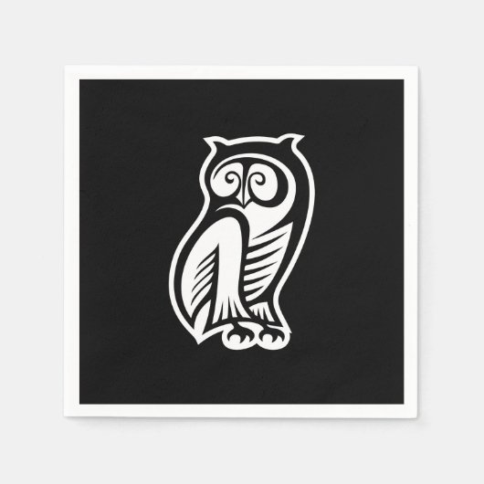 フクロウ記号（白） スタンダードカクテルナプキン (正面)