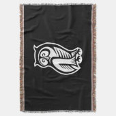 フクロウ記号（白） スローブランケット (正面縦)