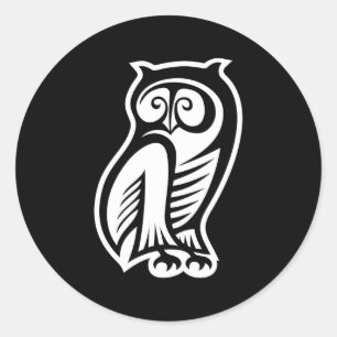フクロウ記号（白） ラウンドシール