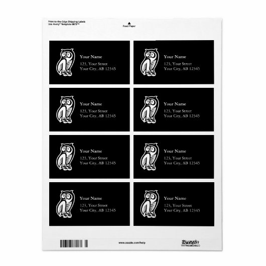 フクロウ記号（白） ラベル (フルシート)