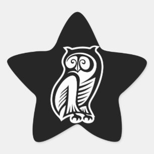 フクロウ記号（白） 星シール