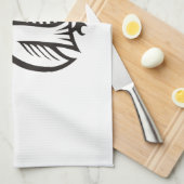 フクロウ記号(黒) キッチンタオル (四つ折り)