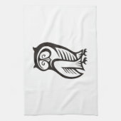 フクロウ記号(黒) キッチンタオル (縦)