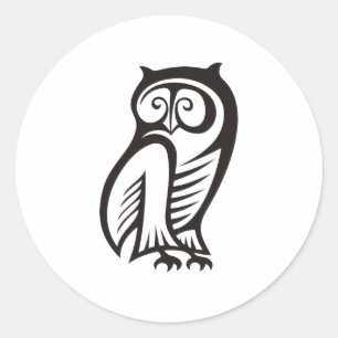 フクロウ記号（黒） ラウンドシール