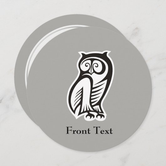 フクロウ記号(黒) 招待状 (正面/裏面)