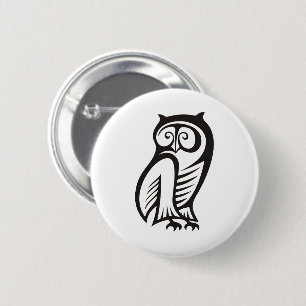 フクロウ記号(黒) 缶バッジ