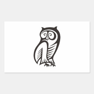 フクロウ記号（黒） 長方形シール