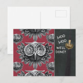フクロウ試験おめでとうCC0834 Hoo Hoo Well done ポストカード (正面/裏面)