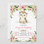 フクロウ誕生日の招待 招待状 (正面)