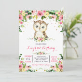 フクロウ誕生日の招待 招待状 (スタンド正面)