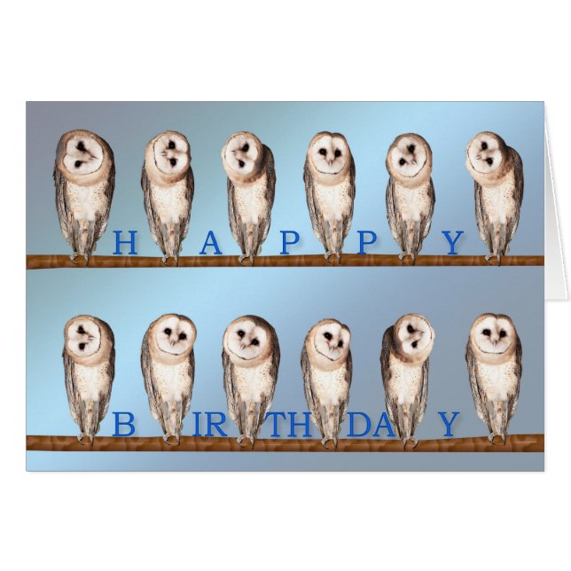 フクロウ誕生日カード。 (正面横)