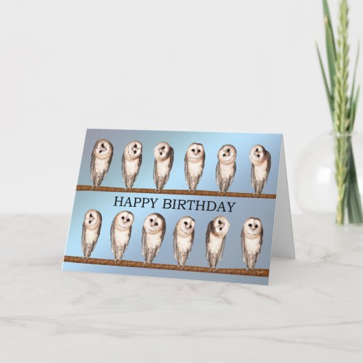 フクロウ誕生日カード。 カード (正面)