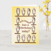 フクロウ誕生日カード。 カード (黄色い花)