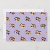 フクロウ誕生日ガールズフートグラスパープルフォト 招待状 (裏面)