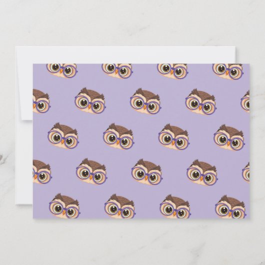 フクロウ誕生日ガールズフートグラスパープルフォト 招待状 (裏面)