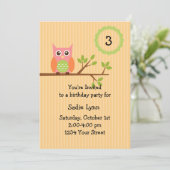 フクロウ誕生日パーティーの招待(#INV004) 招待状 (スタンド正面)