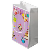 フクロウ誕生日パーティーキュート スモールペーパーバッグ (裏面アングル)