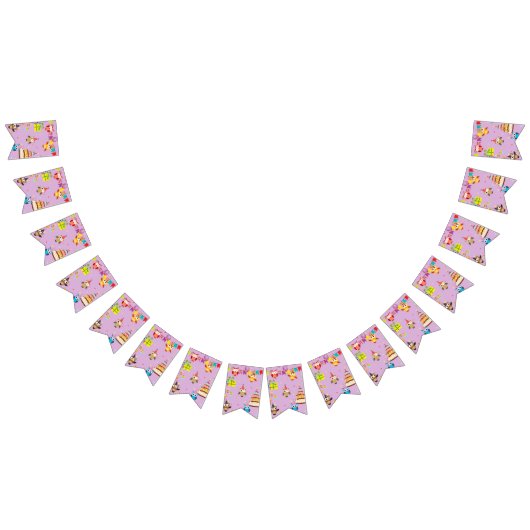 フクロウ誕生日パーティーキュート バンティングフラッグ (全)