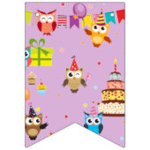 フクロウ誕生日パーティーキュート バンティングフラッグ (第1の旗)