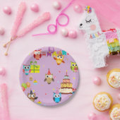 フクロウ誕生日パーティーキュート ペーパープレート (パーティー)