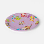 フクロウ誕生日パーティーキュート ペーパープレート (アングル)