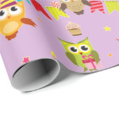 フクロウ誕生日パーティーキュート ラッピングペーパー (ロールコーナー)