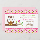 フクロウ誕生日パーティーベビーシャワー招待状 招待状 (正面/裏面)