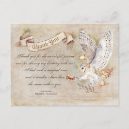 フクロウ誕生日マジカルサンキュー ポストカード