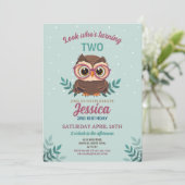 フクロウ誕生日ミントガールズフーメガネかわいい 招待状 (スタンド正面)