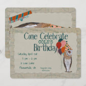 フクロウ誕生日招待状 招待状 (正面/裏面)