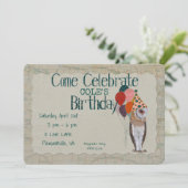 フクロウ誕生日招待状 招待状 (スタンド正面)