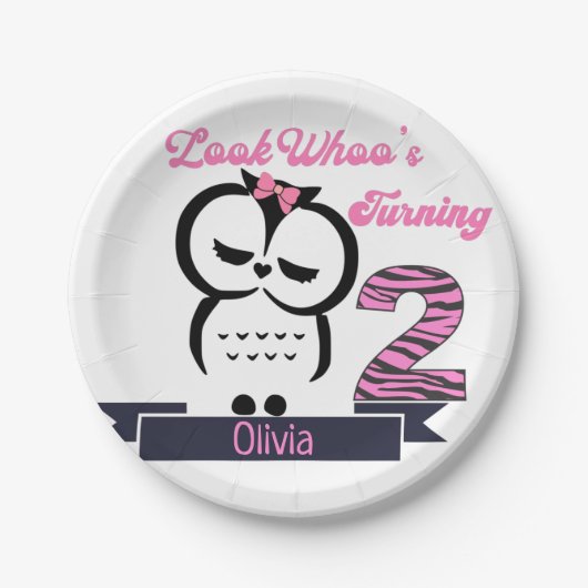 フクロウ誕生日紙プレート ペーパープレート (正面)