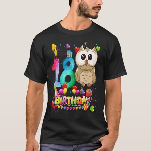 フクロウ誕生日18歳の子供18thフクロウ誕生日 tシャツ (正面)