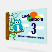 フクロウ誕生日 アクリルサイン (傾斜)