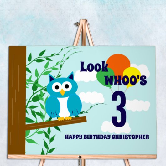 フクロウ誕生日 アクリルサイン