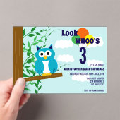 フクロウ誕生日 アクリル招待状 (インサイチュ (ポータブル))