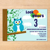 フクロウ誕生日 アクリル招待状 (正面)