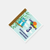 フクロウ誕生日 スタンダードカクテルナプキン (角)