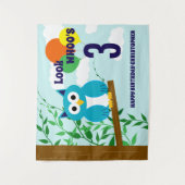 フクロウ誕生日 タペストリー (正面)