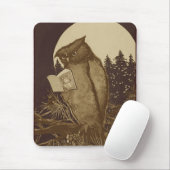 フクロウ読は月明かりの下 マウスパッド (マウス)