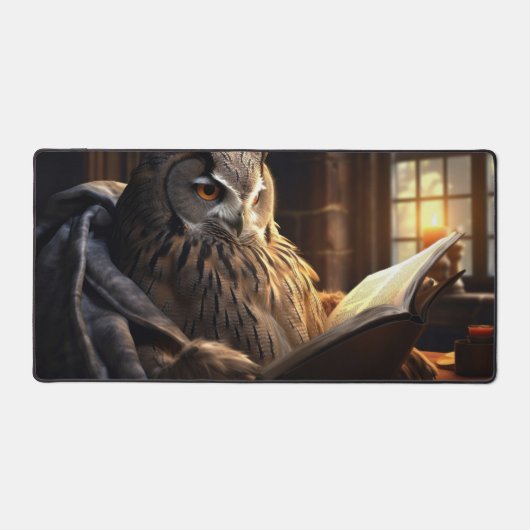 フクロウ読座って本だ デスクマット (正面)