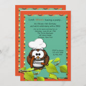 フクロウ調理師BBQ招待状 招待状 (正面/裏面)