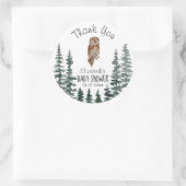 フクロウ赤ちゃんシャワーありがとう ラウンドシール (バッグ)