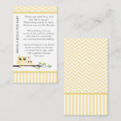 フクロウ赤ちゃんシャワーイエロー本シャワーインサートをもたらす エンクロージャーカード (正面/裏面)