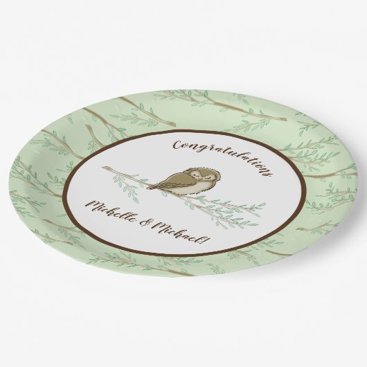 フクロウ赤ちゃんシャワーウッドランド ペーパープレート (アングル)