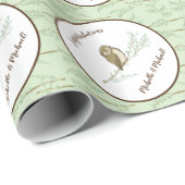 フクロウ赤ちゃんシャワーウッドランド ラッピングペーパー (ロールコーナー)