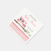 フクロウ赤ちゃんシャワーナプキン |カスタムピンクシェブロンの女の子 スタンダードカクテルナプキン (角)